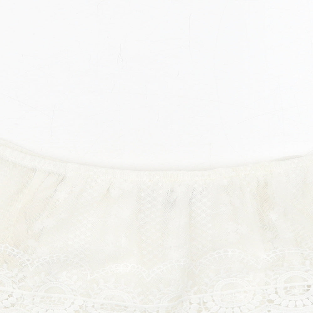 New Look Womens White Polyamide Cropped Blouse Size 8 Off the Shoulder