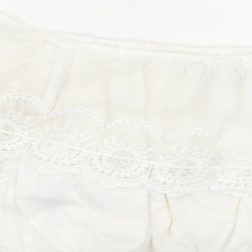 New Look Womens White Polyamide Cropped Blouse Size 8 Off the Shoulder
