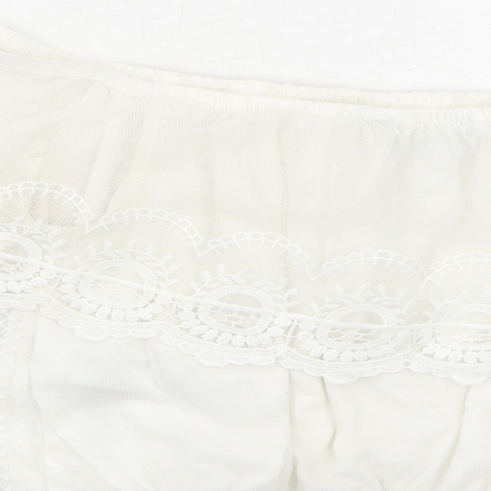 New Look Womens White Polyamide Cropped Blouse Size 8 Off the Shoulder
