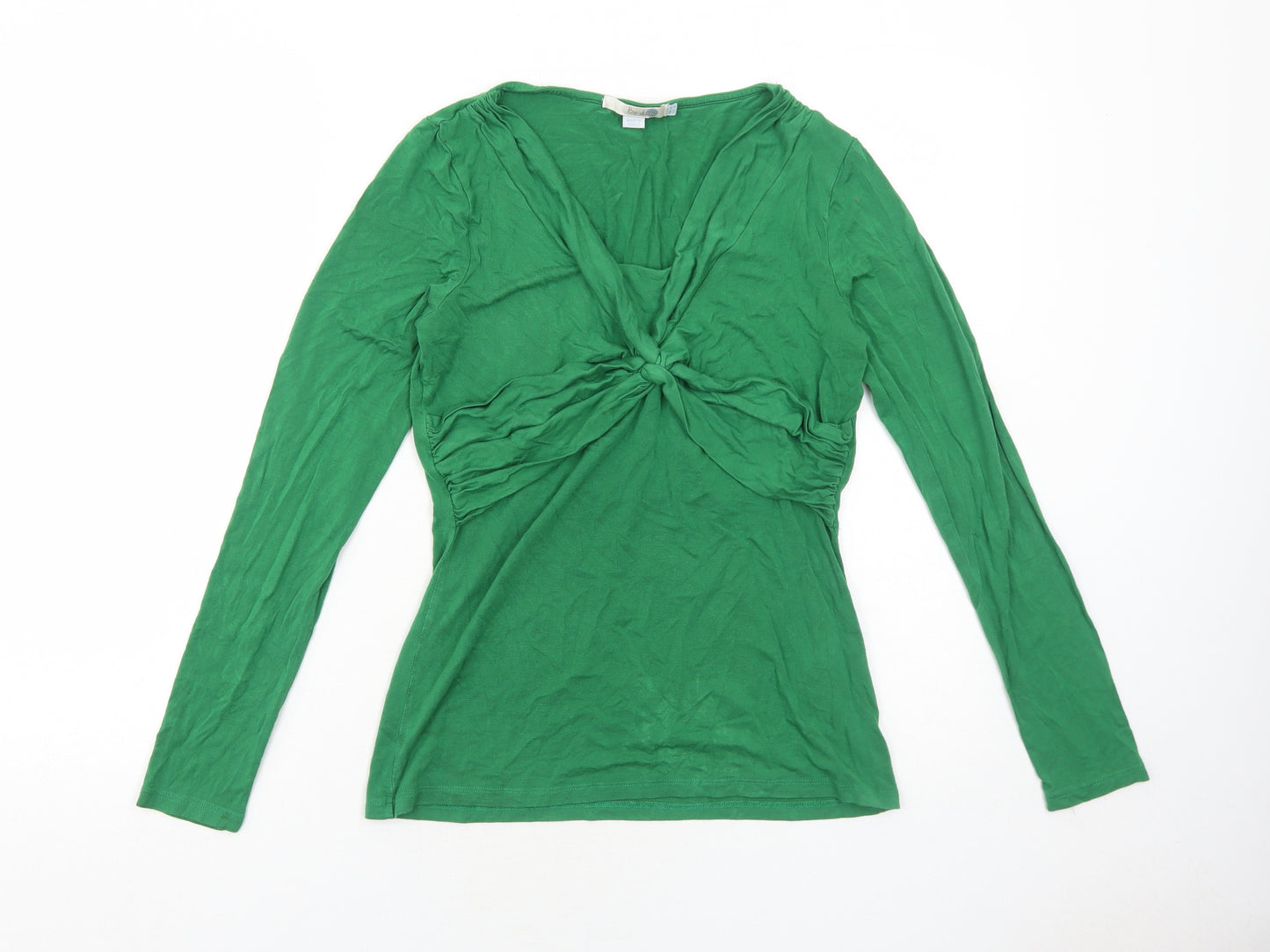 Boden Womens Green Viscose Basic T-Shirt Size 10 V-Neck
