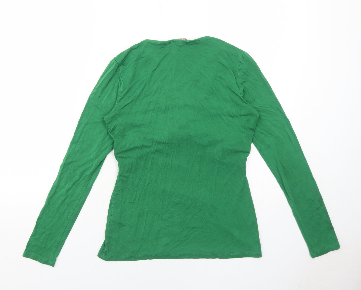 Boden Womens Green Viscose Basic T-Shirt Size 10 V-Neck