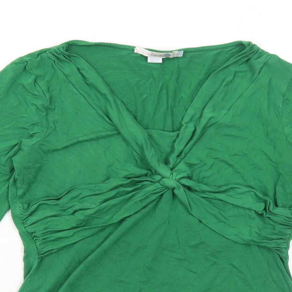 Boden Womens Green Viscose Basic T-Shirt Size 10 V-Neck