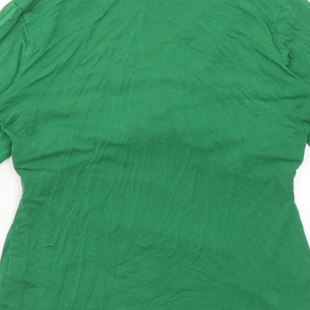 Boden Womens Green Viscose Basic T-Shirt Size 10 V-Neck