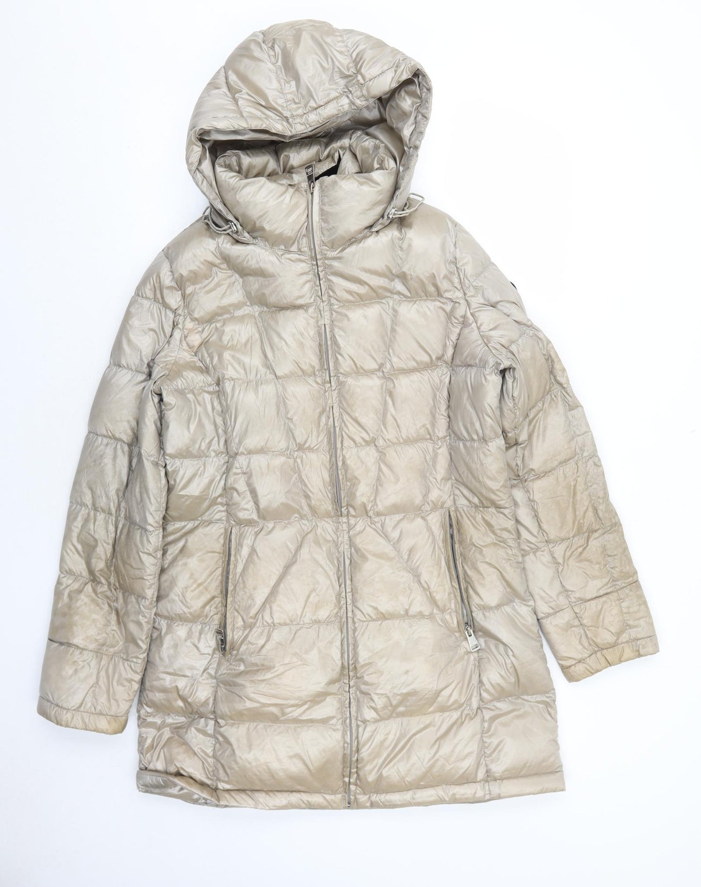 Andrew Marc Womens Beige Quilted Coat Size M Zip