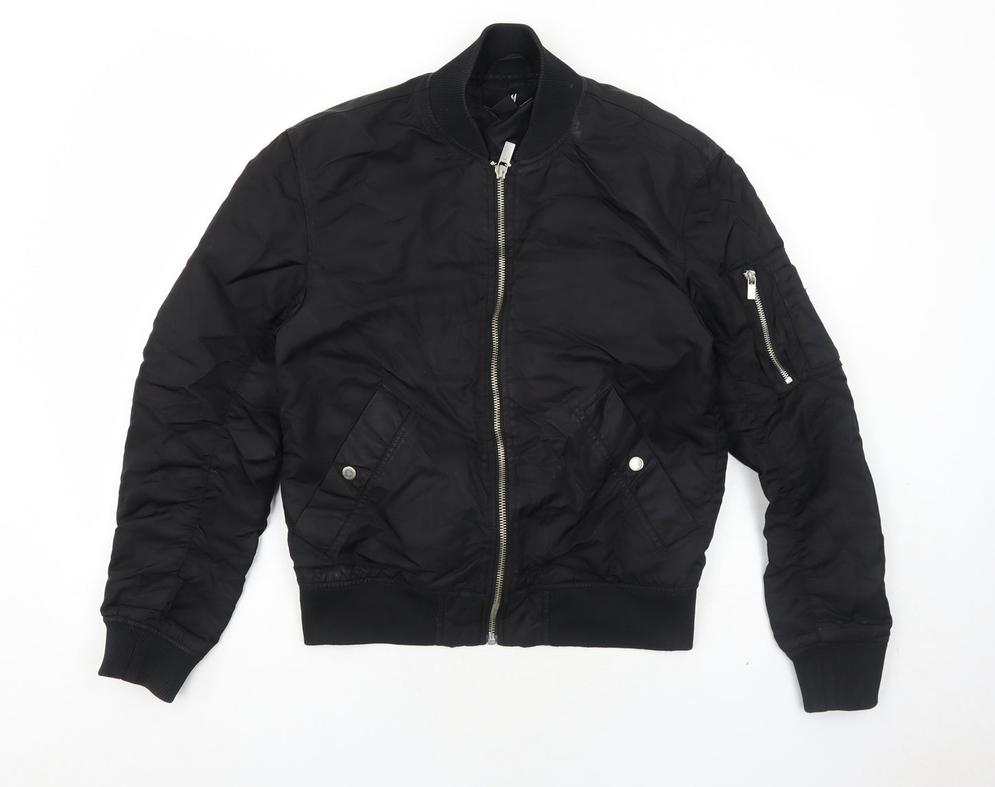 H&M Womens Black Bomber Jacket Jacket Size XS Zip