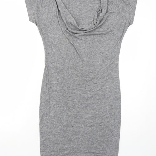 RESERVED Womens Grey Cotton T-Shirt Dress Size S Cowl Neck Pullover