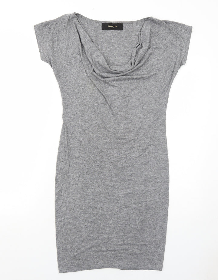 RESERVED Womens Grey Cotton T-Shirt Dress Size S Cowl Neck Pullover