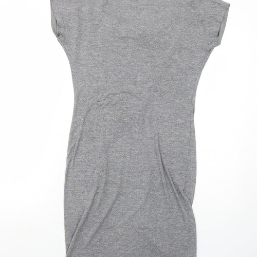 RESERVED Womens Grey Cotton T-Shirt Dress Size S Cowl Neck Pullover