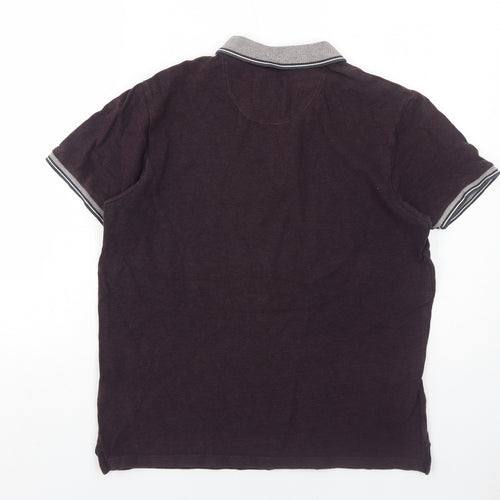Burton Mens Purple Cotton Polo Size M Collared Button