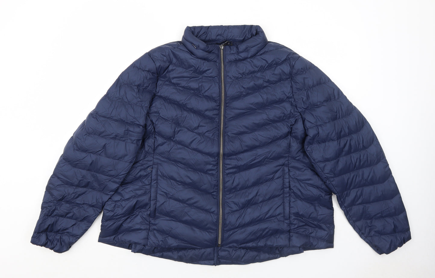Marks and Spencer Womens Blue Quilted Jacket Size 24 Zip