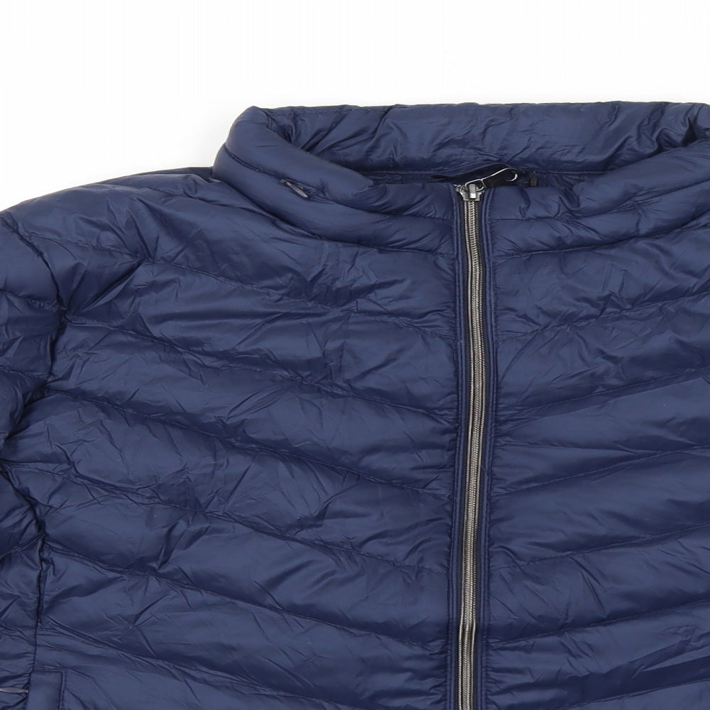 Marks and Spencer Womens Blue Quilted Jacket Size 24 Zip
