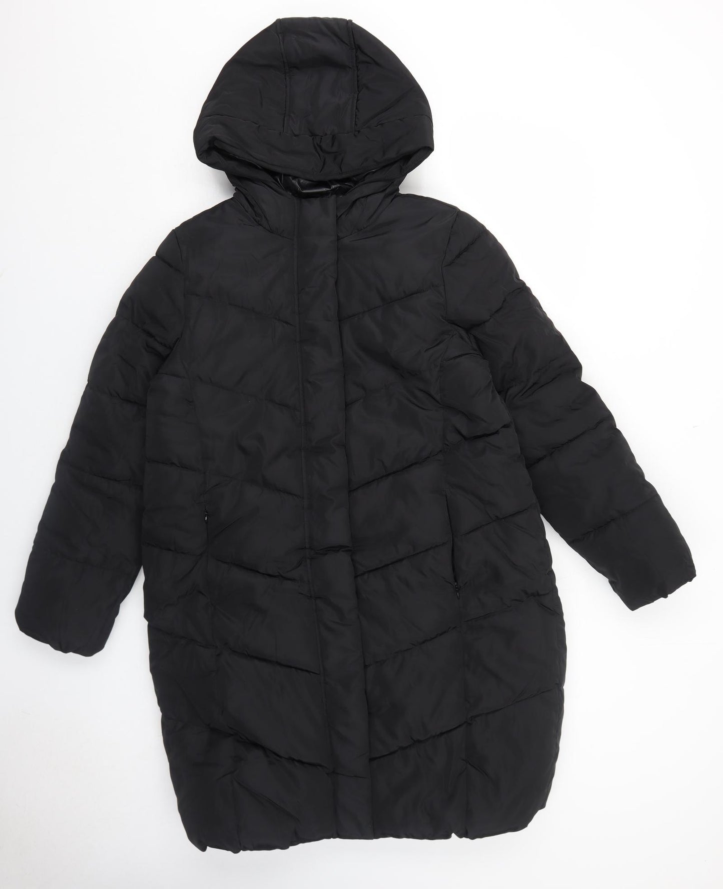 Marks and Spencer Womens Black Quilted Coat Size 10 Zip