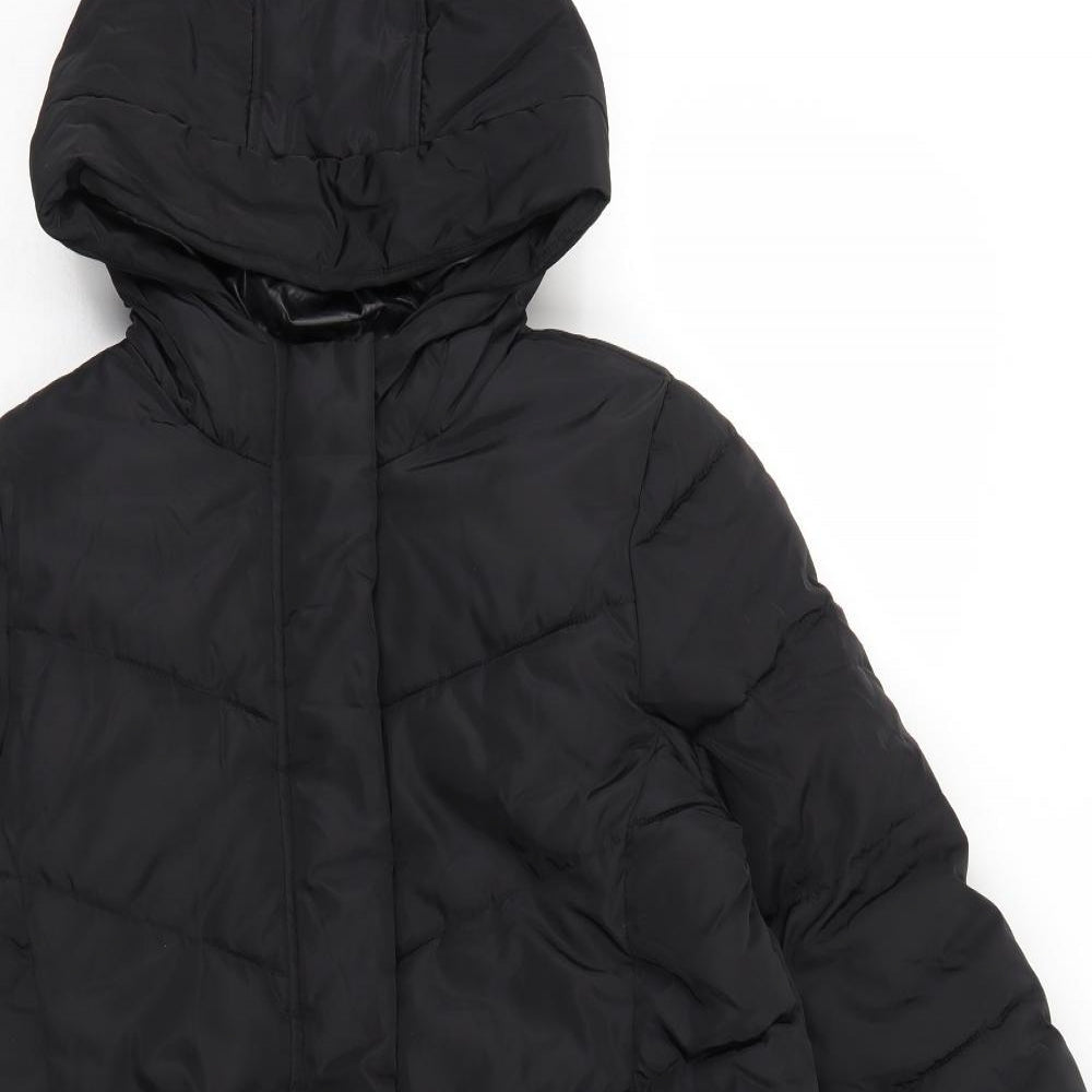 Marks and Spencer Womens Black Quilted Coat Size 10 Zip