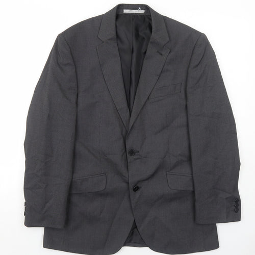 Burton Mens Grey Geometric Polyester Jacket Suit Jacket Size 38 Regular
