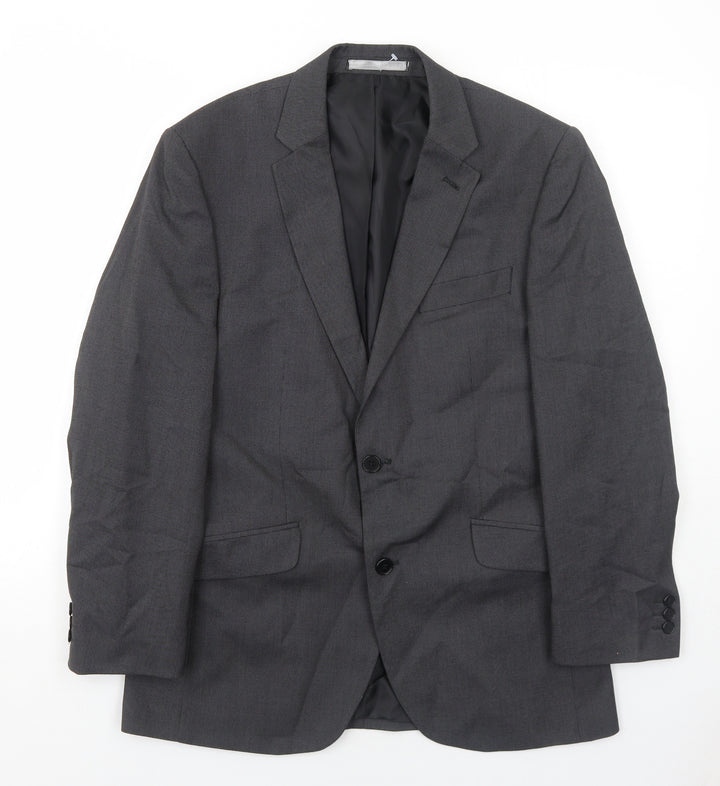 Burton Mens Grey Geometric Polyester Jacket Suit Jacket Size 38 Regular