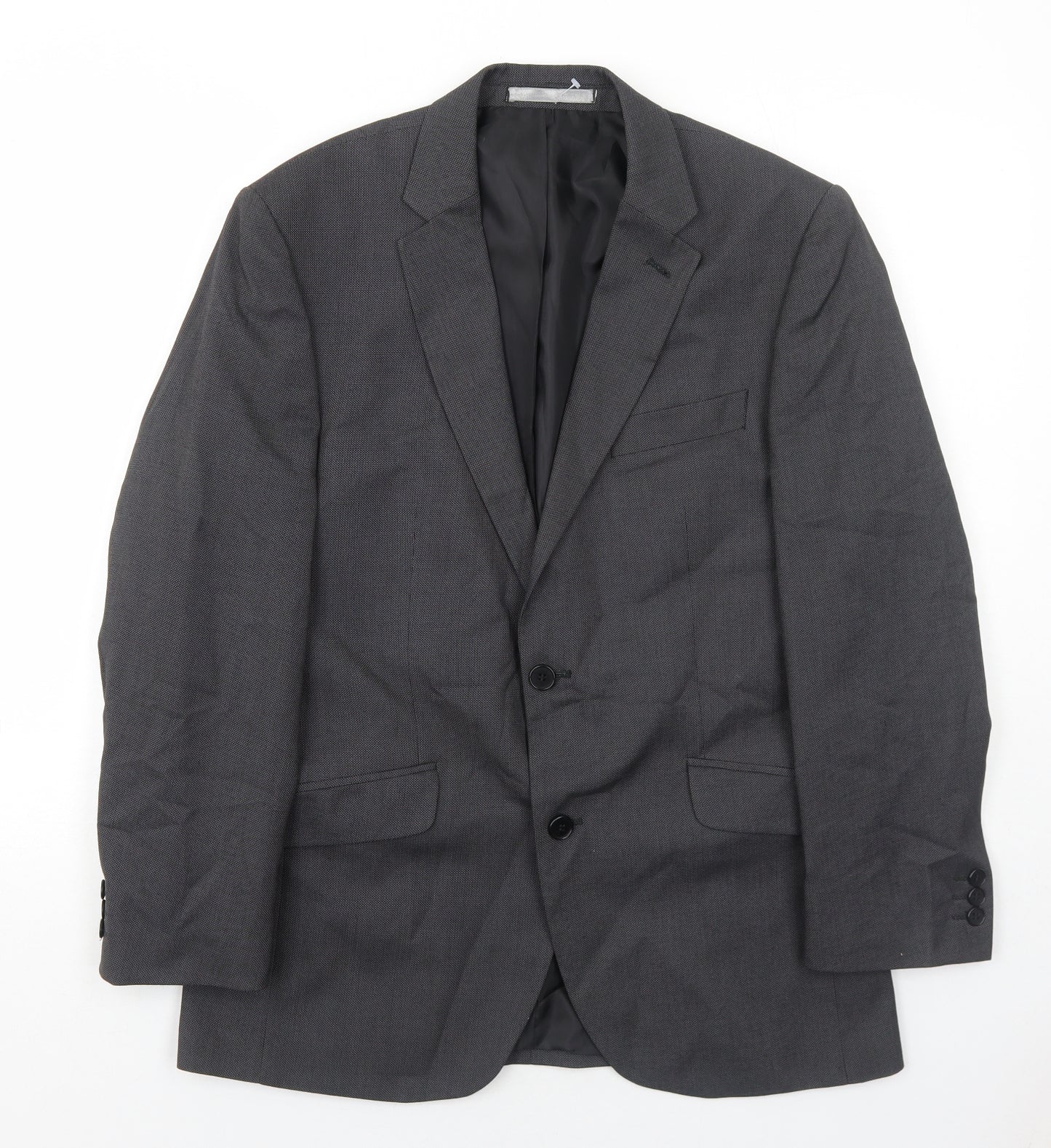 Burton Mens Grey Geometric Polyester Jacket Suit Jacket Size 38 Regular