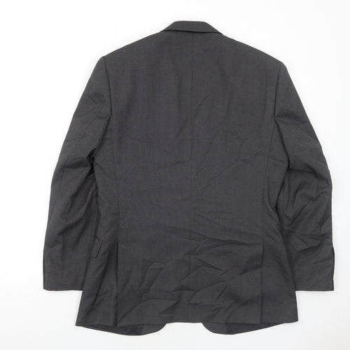 Burton Mens Grey Geometric Polyester Jacket Suit Jacket Size 38 Regular