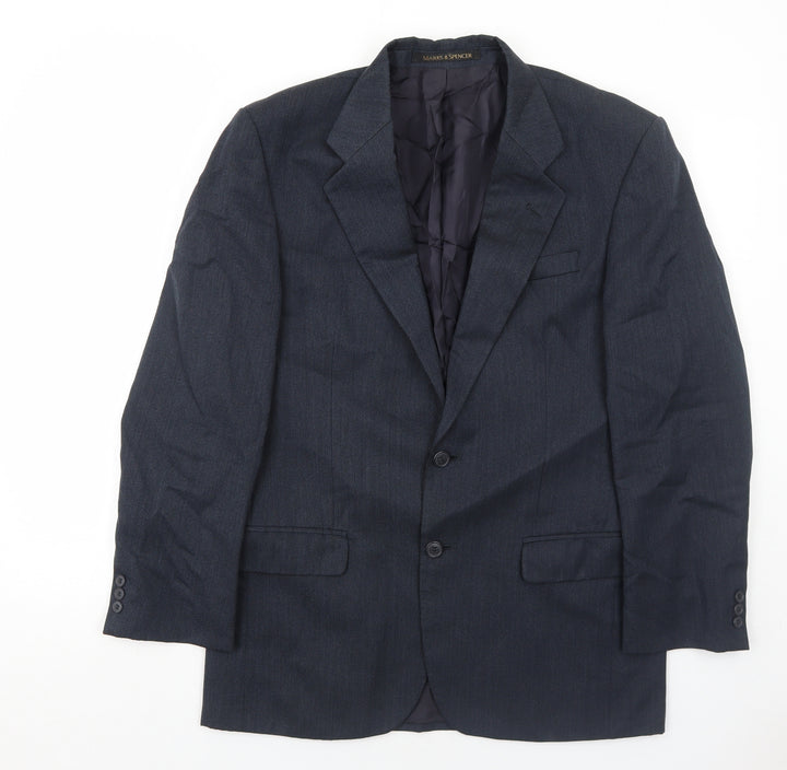 Marks and Spencer Mens Blue Wool Jacket Suit Jacket Size 38 Regular