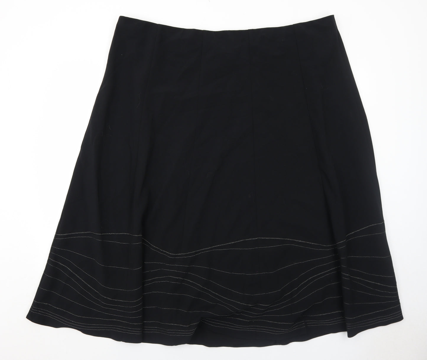 Marks and Spencer Womens Black Geometric Polyester A-Line Skirt Size 26