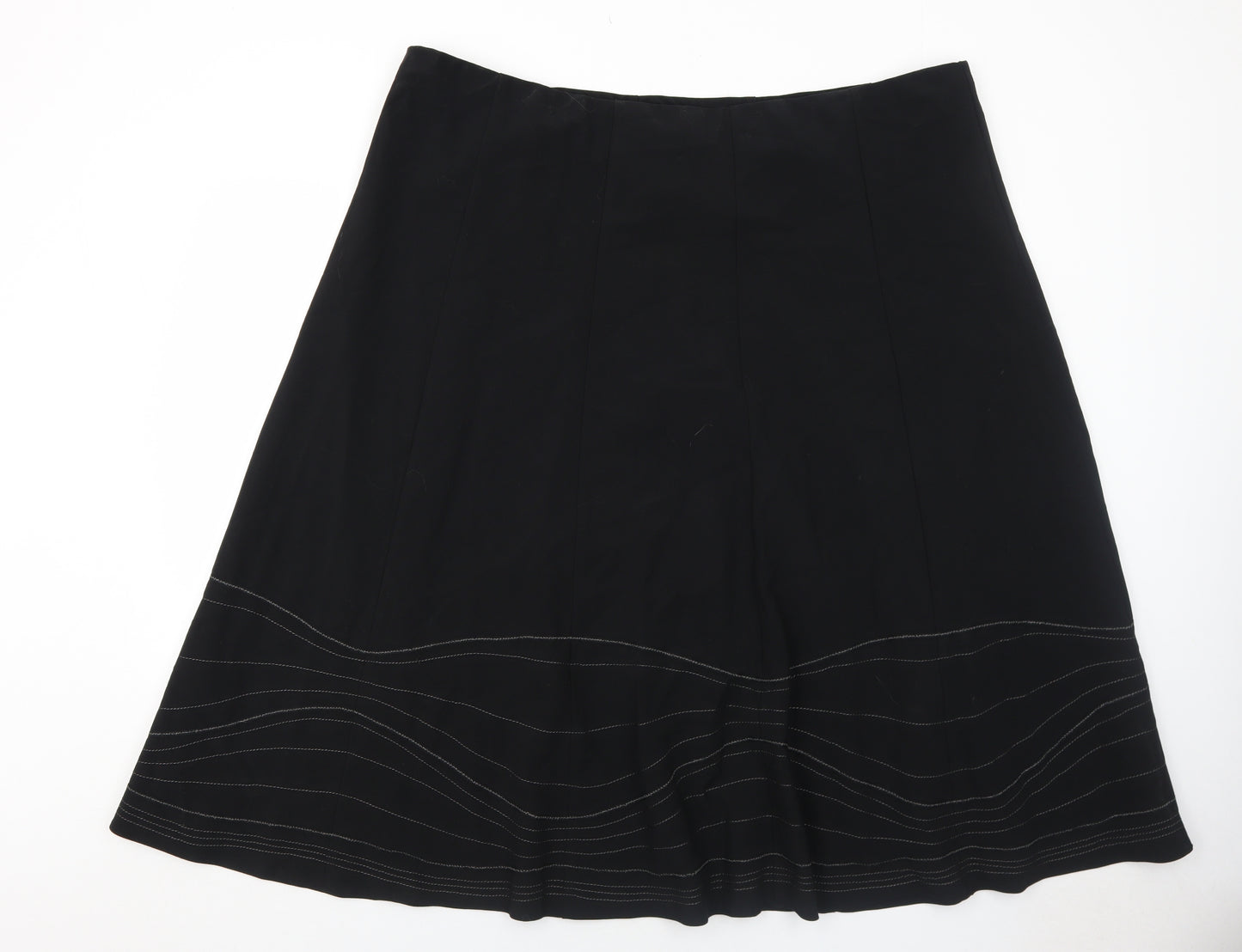Marks and Spencer Womens Black Geometric Polyester A-Line Skirt Size 26