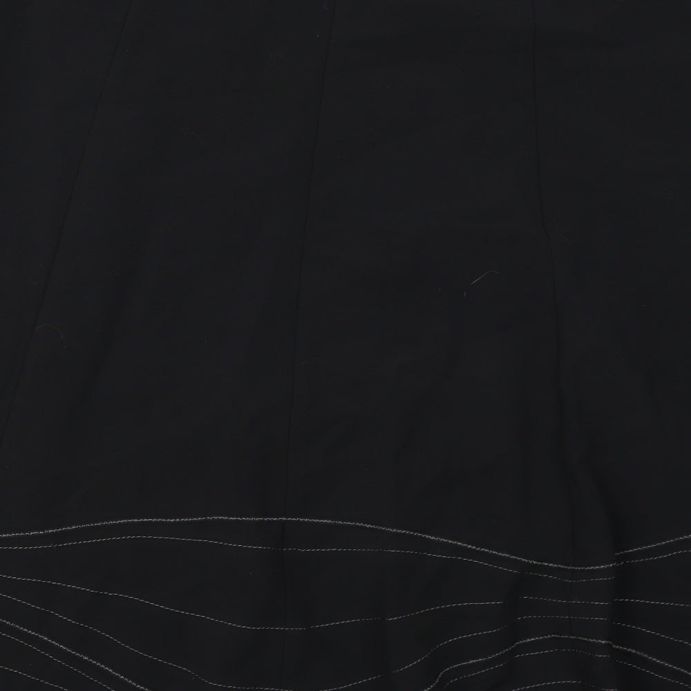 Marks and Spencer Womens Black Geometric Polyester A-Line Skirt Size 26