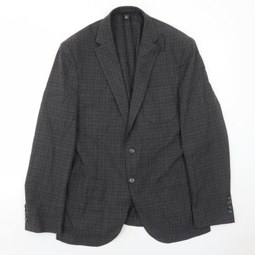 Marks and Spencer Mens Grey Geometric Polyester Jacket Suit Jacket Size 40 Regular