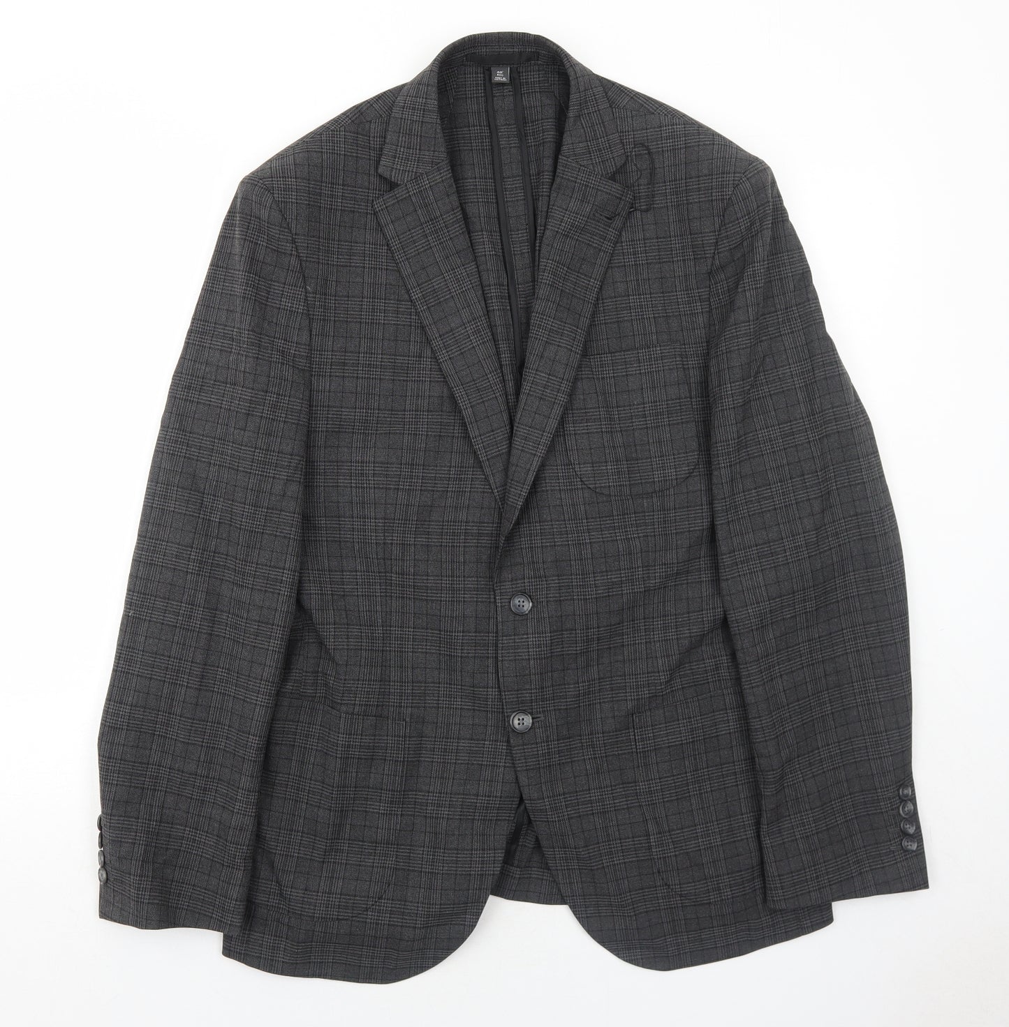 Marks and Spencer Mens Grey Geometric Polyester Jacket Suit Jacket Size 40 Regular