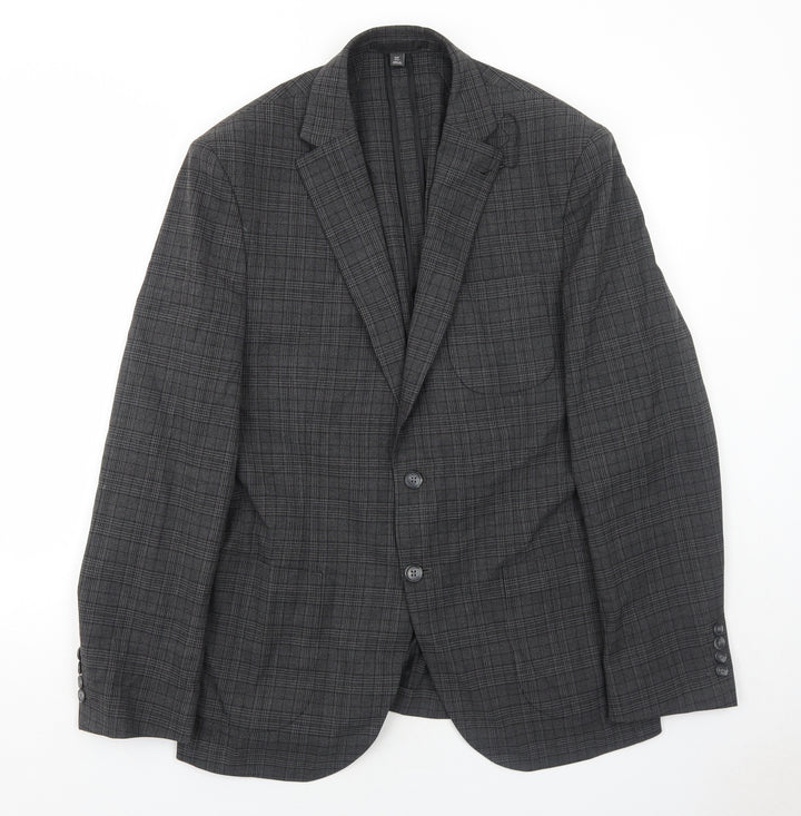 Marks and Spencer Mens Grey Geometric Polyester Jacket Suit Jacket Size 40 Regular