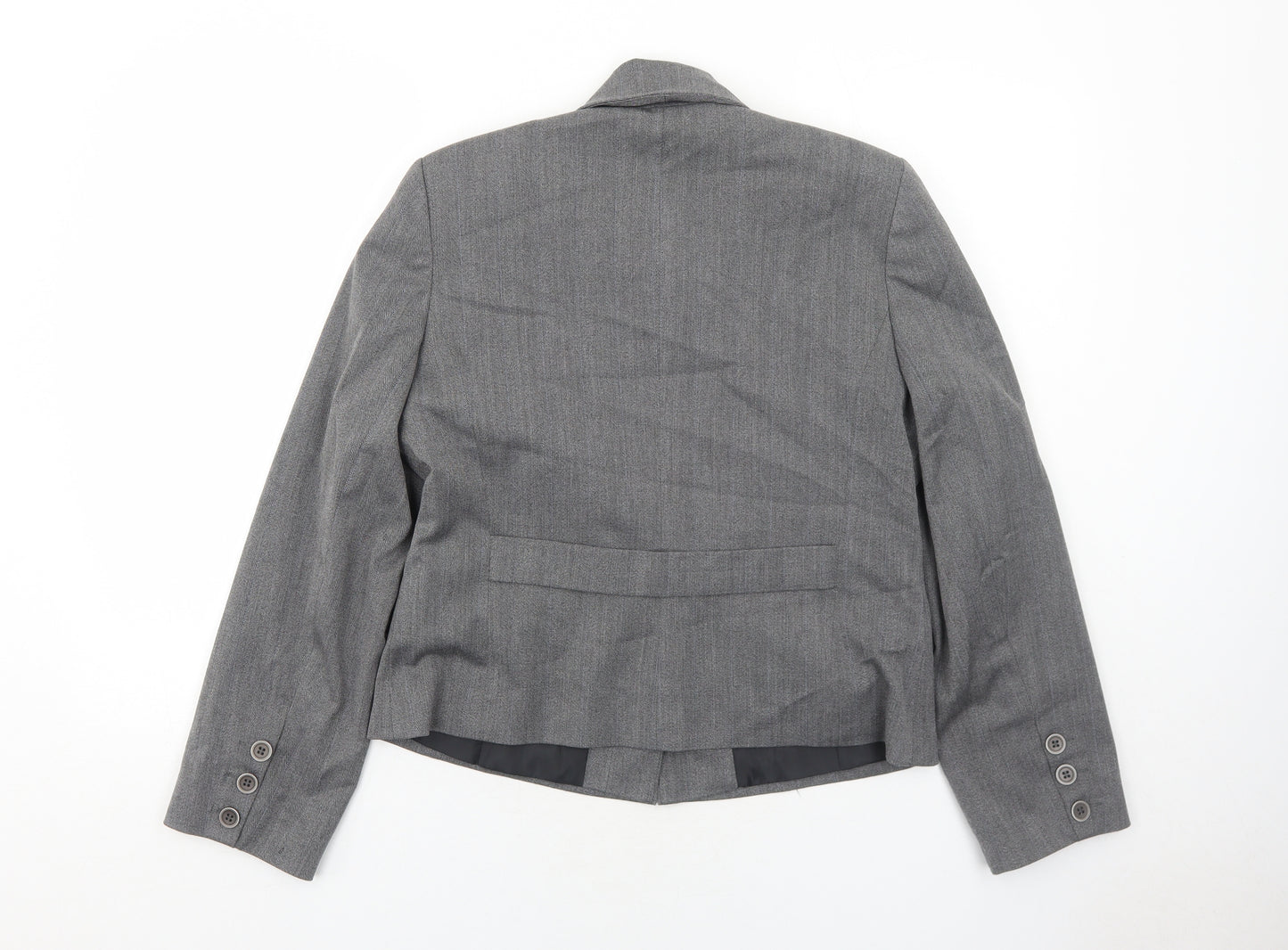 AMARANTO Womens Grey Jacket Blazer Size 14 Button