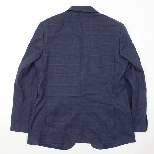 Marks and Spencer Mens Blue Geometric Polyester Jacket Suit Jacket Size 44 Regular