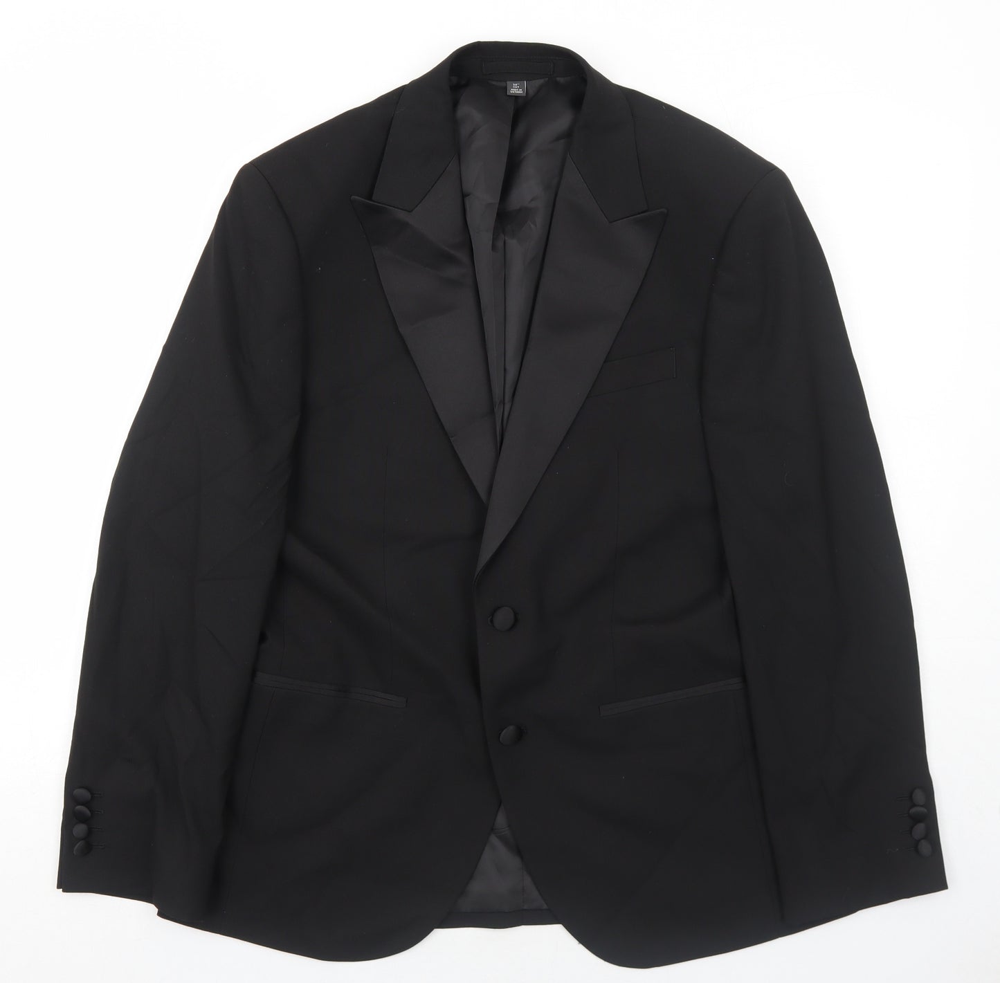Marks and Spencer Mens Black Polyester Tuxedo Suit Jacket Size 38 Regular