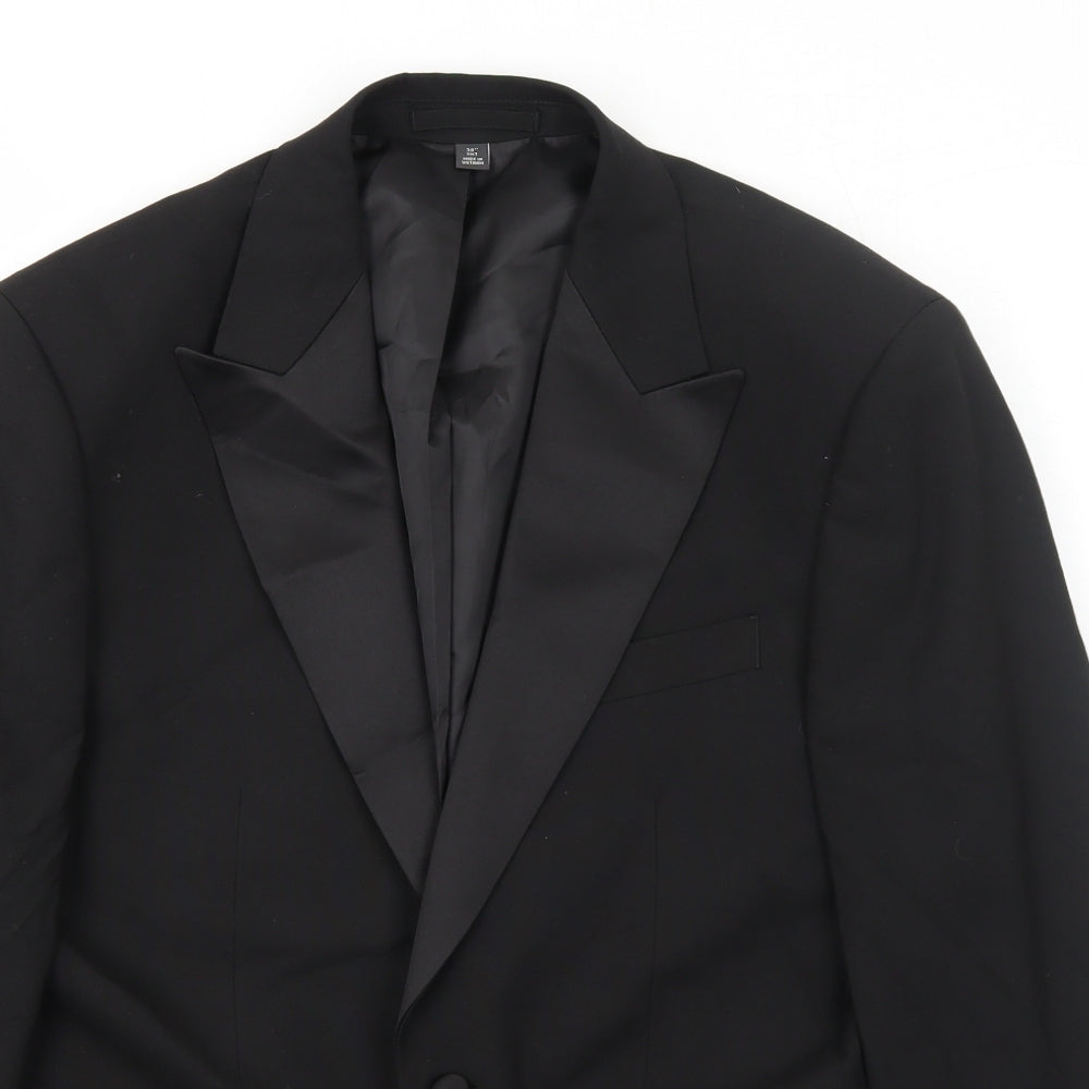 Marks and Spencer Mens Black Polyester Tuxedo Suit Jacket Size 38 Regular