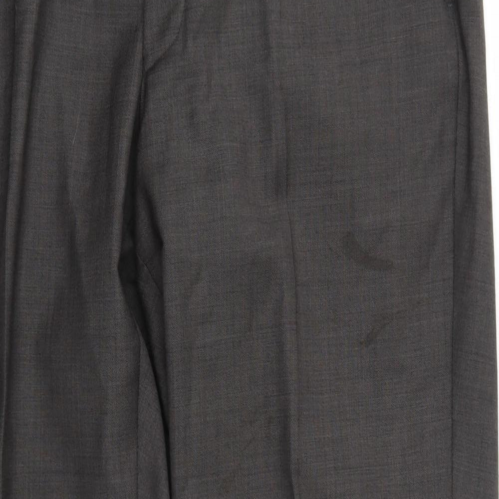 Marks and Spencer Mens Grey Wool Dress Pants Trousers Size 38 in Regular Zip