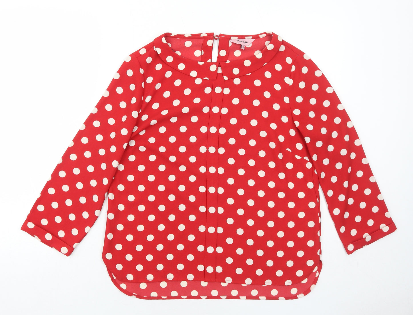 Phase Eight Womens Red Polka Dot Polyester Basic Blouse Size 10 Round Neck