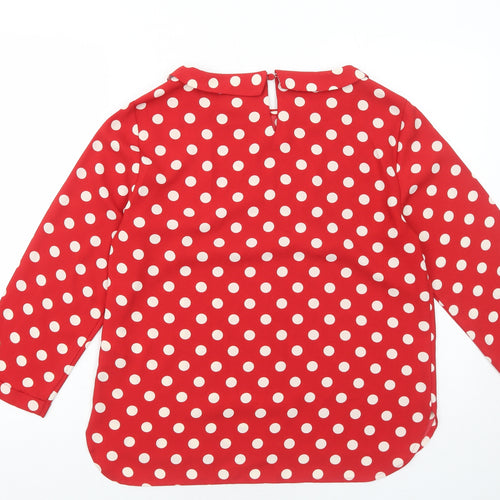 Phase Eight Womens Red Polka Dot Polyester Basic Blouse Size 10 Round Neck