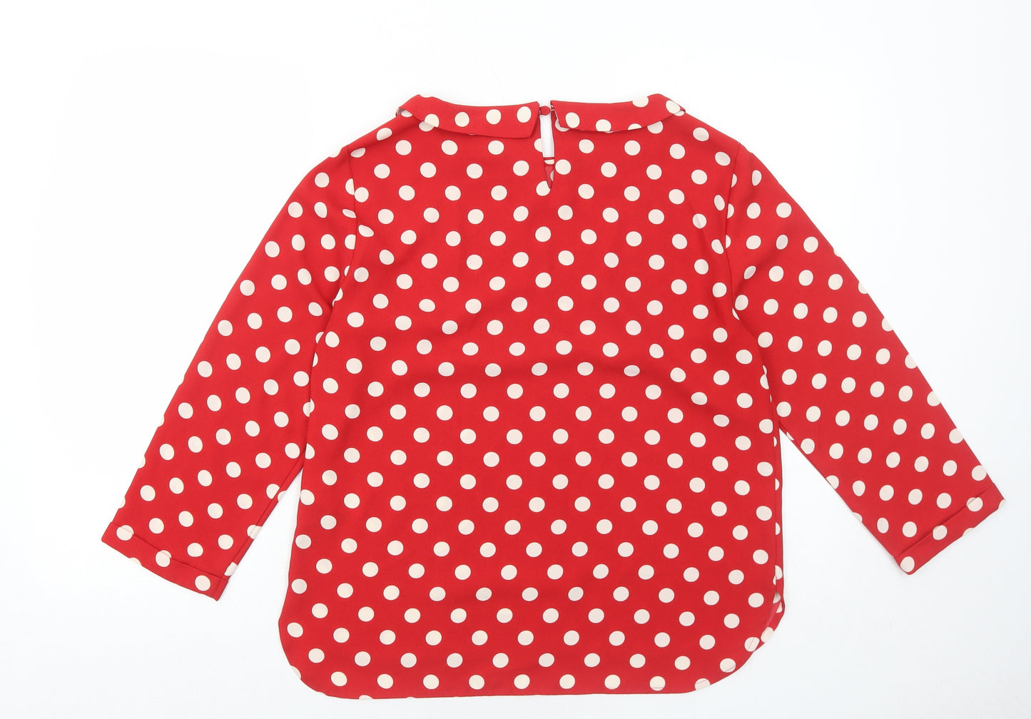 Phase Eight Womens Red Polka Dot Polyester Basic Blouse Size 10 Round Neck