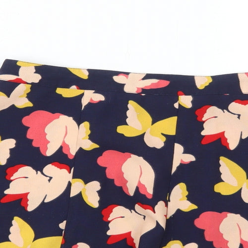 Oasis Womens Blue Geometric Polyester Skater Skirt Size 14 Zip - Butterfly Pattern