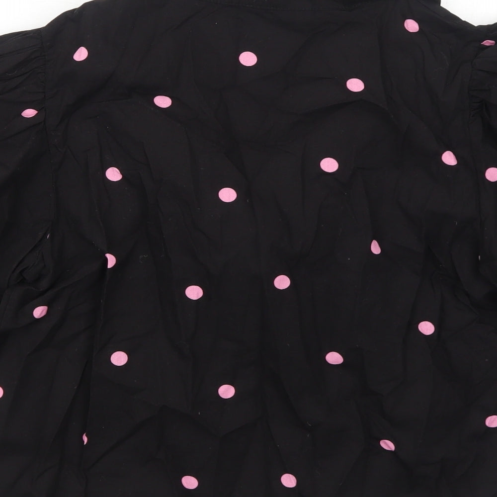 ASOS Womens Black Polka Dot Camel Cropped Button-Up Size 12 Collared