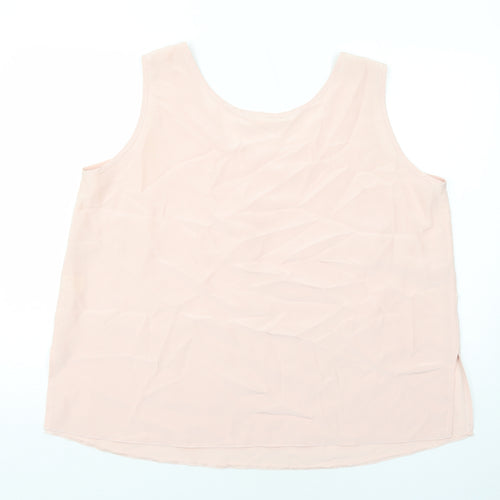 Ann Harvey Womens Pink Polyester Basic Tank Size 12 Round Neck