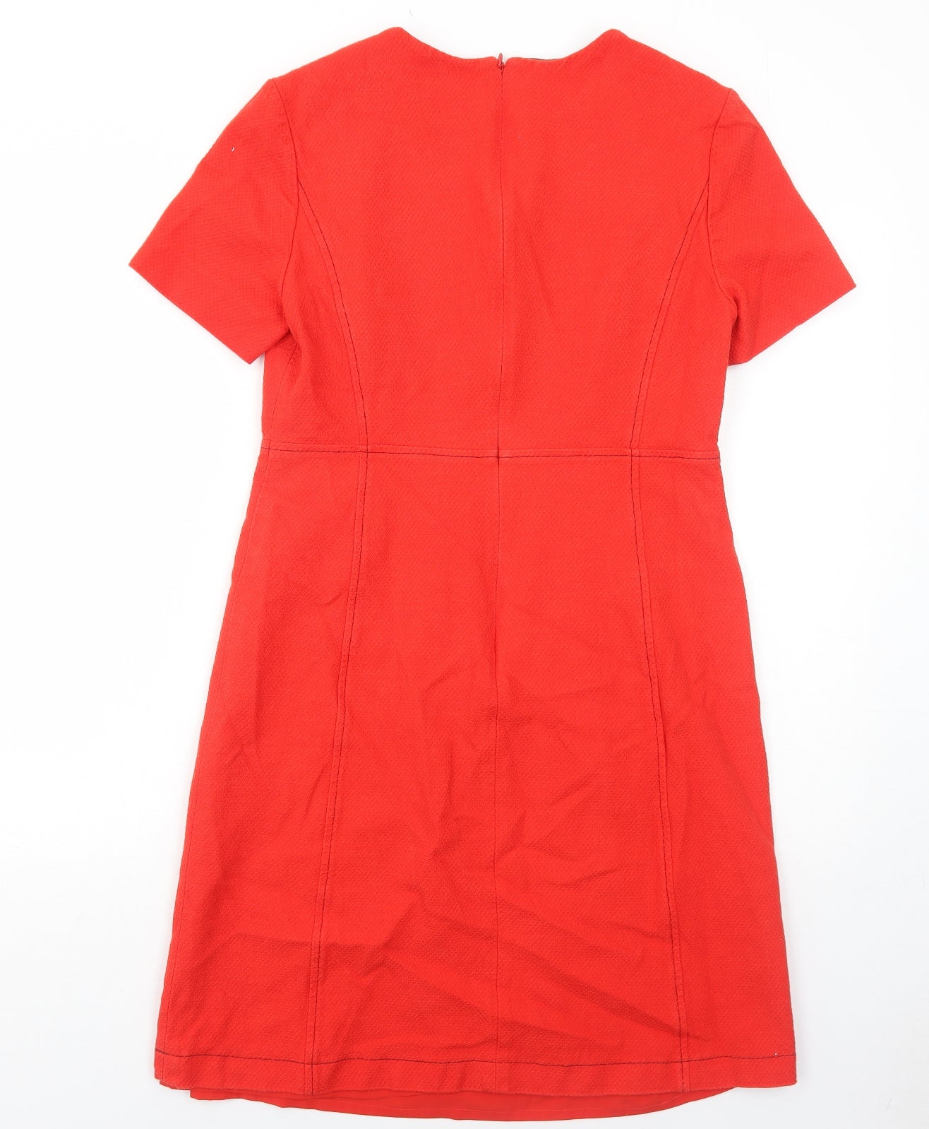Boden Womens Red Cotton A-Line Size 12 Round Neck Zip