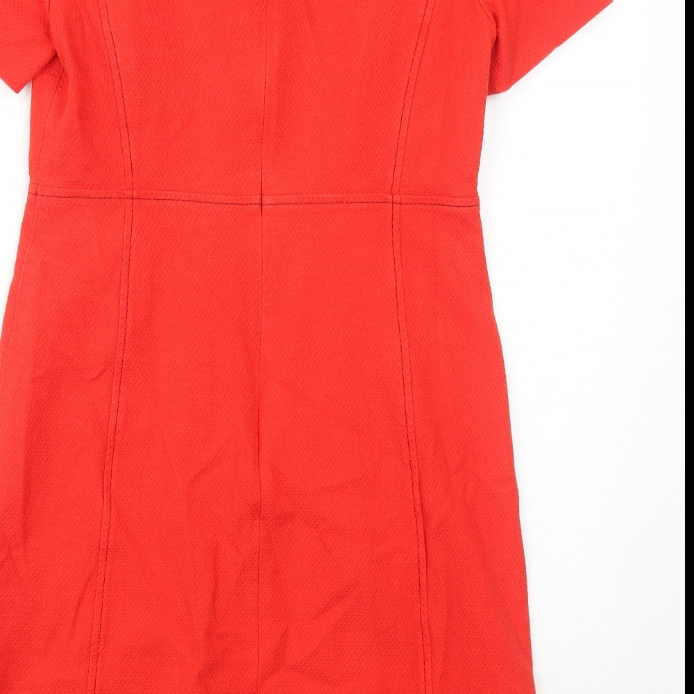 Boden Womens Red Cotton A-Line Size 12 Round Neck Zip