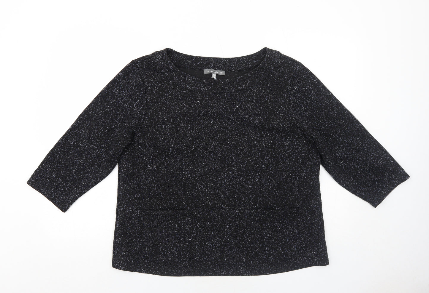 Laura Ashley Womens Black Polyester Basic T-Shirt Size 18 Round Neck