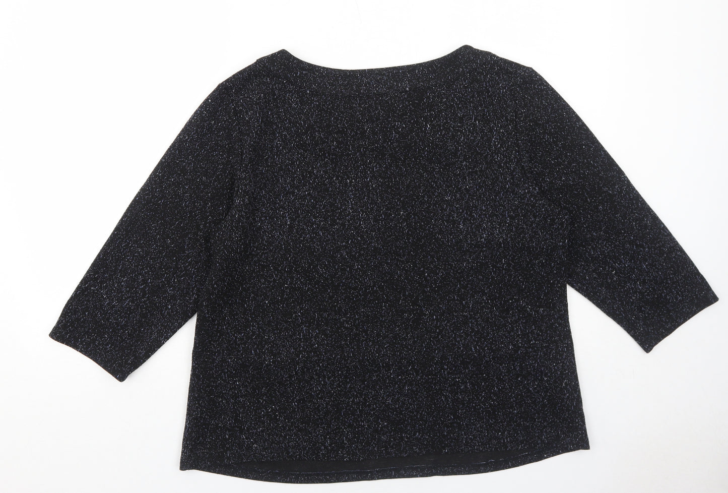 Laura Ashley Womens Black Polyester Basic T-Shirt Size 18 Round Neck