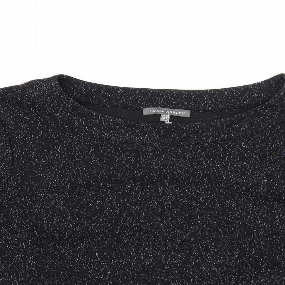 Laura Ashley Womens Black Polyester Basic T-Shirt Size 18 Round Neck