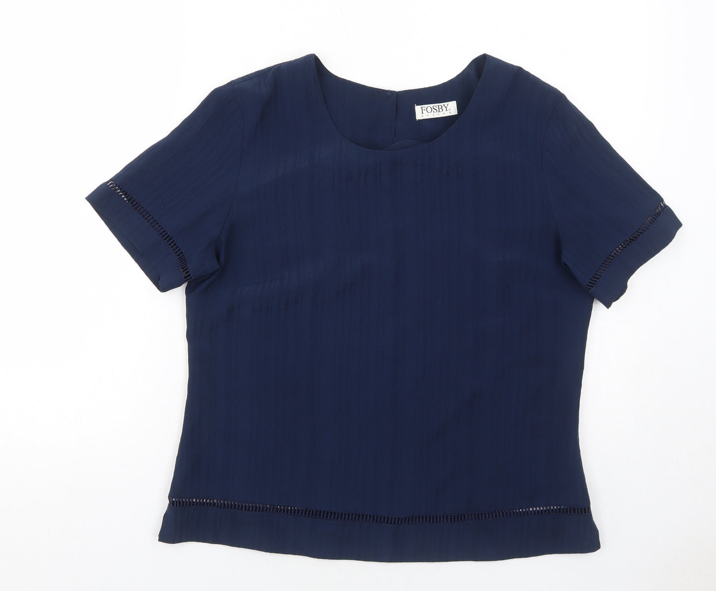 FOSBY Womens Blue Polyester Basic T-Shirt Size 14 Round Neck