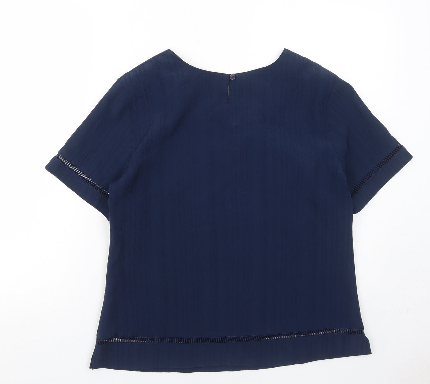 FOSBY Womens Blue Polyester Basic T-Shirt Size 14 Round Neck