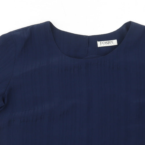 FOSBY Womens Blue Polyester Basic T-Shirt Size 14 Round Neck