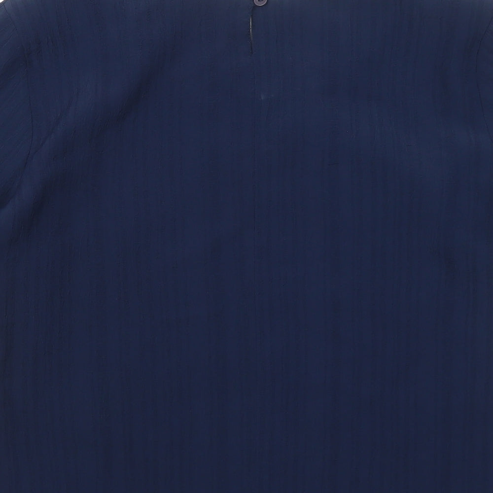 FOSBY Womens Blue Polyester Basic T-Shirt Size 14 Round Neck