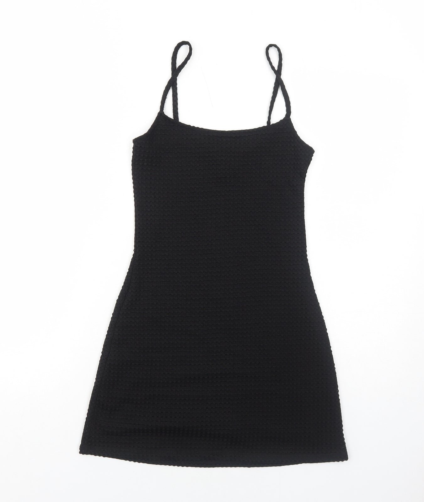 H&M Womens Black Polyester Slip Dress Size 2XS Round Neck Pullover