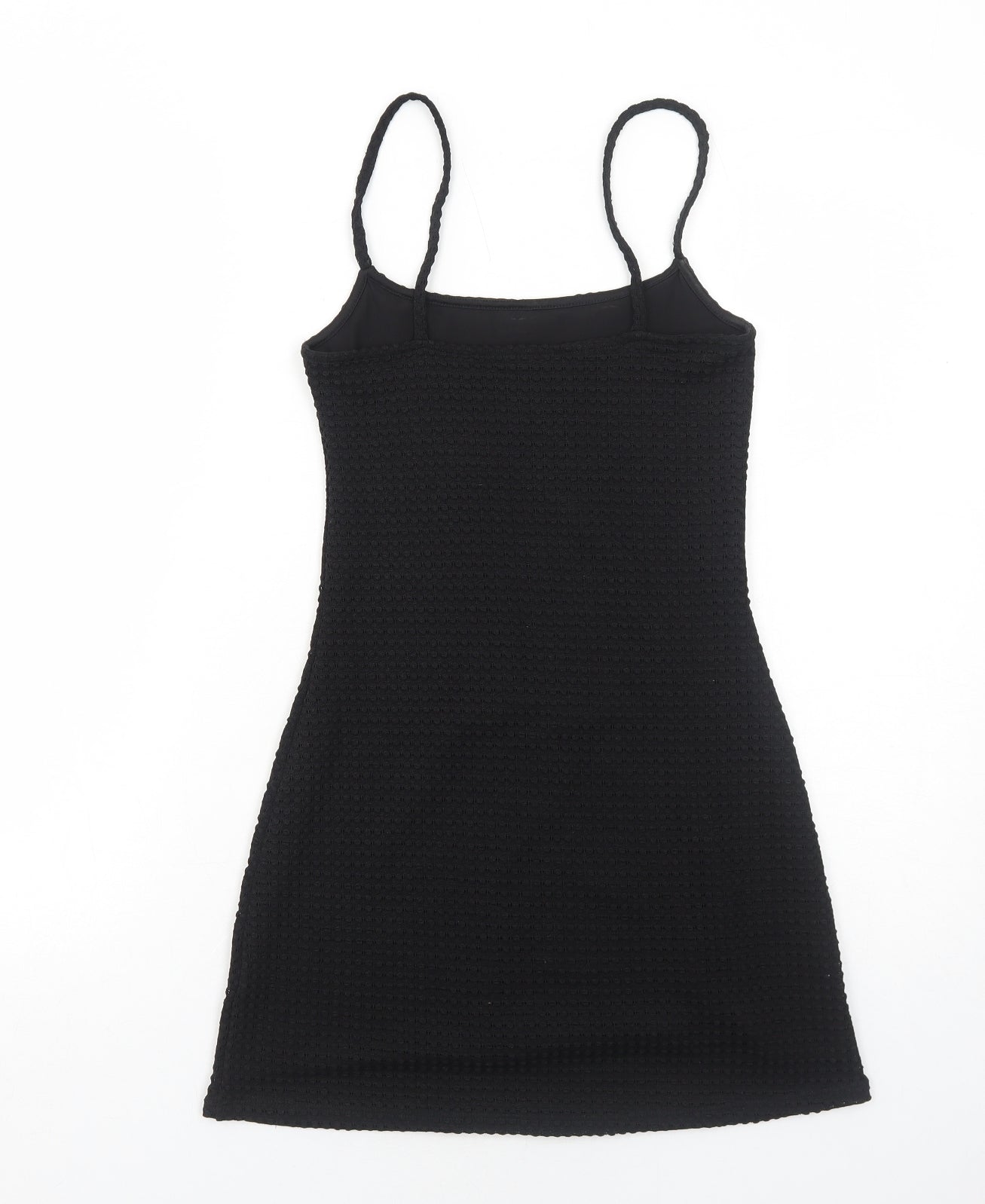 H&M Womens Black Polyester Slip Dress Size 2XS Round Neck Pullover